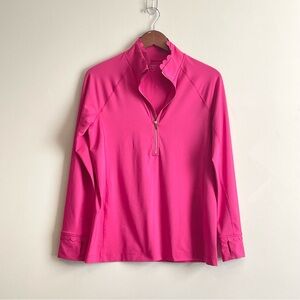 Crown & Ivy Scalloped Quarter Zip Golf Top Thumb Hole Sz S see measurements